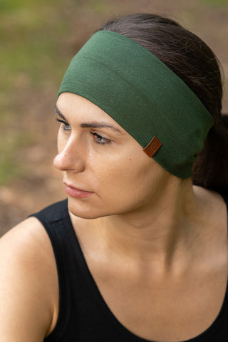 Women's Merino Running Headband Dark Green - One Size / Dark Green