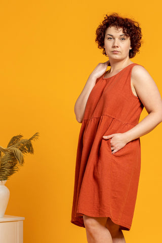 Smock Dress Eliza - S / Cinnamon Red