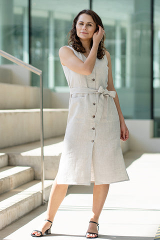 Robe Safari en Lin Sierra - L / Naturel
