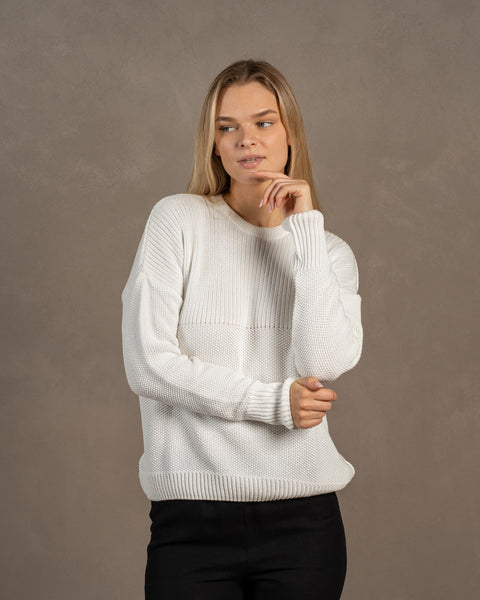 Women&#39;s Knit Cotton Sweater Sonata Off White