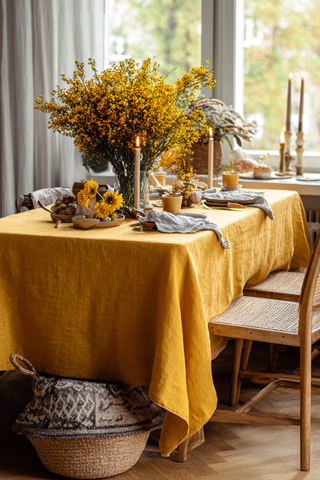 Holiday Linen Tablecloth - 40 x 40" / Spicy Yellow