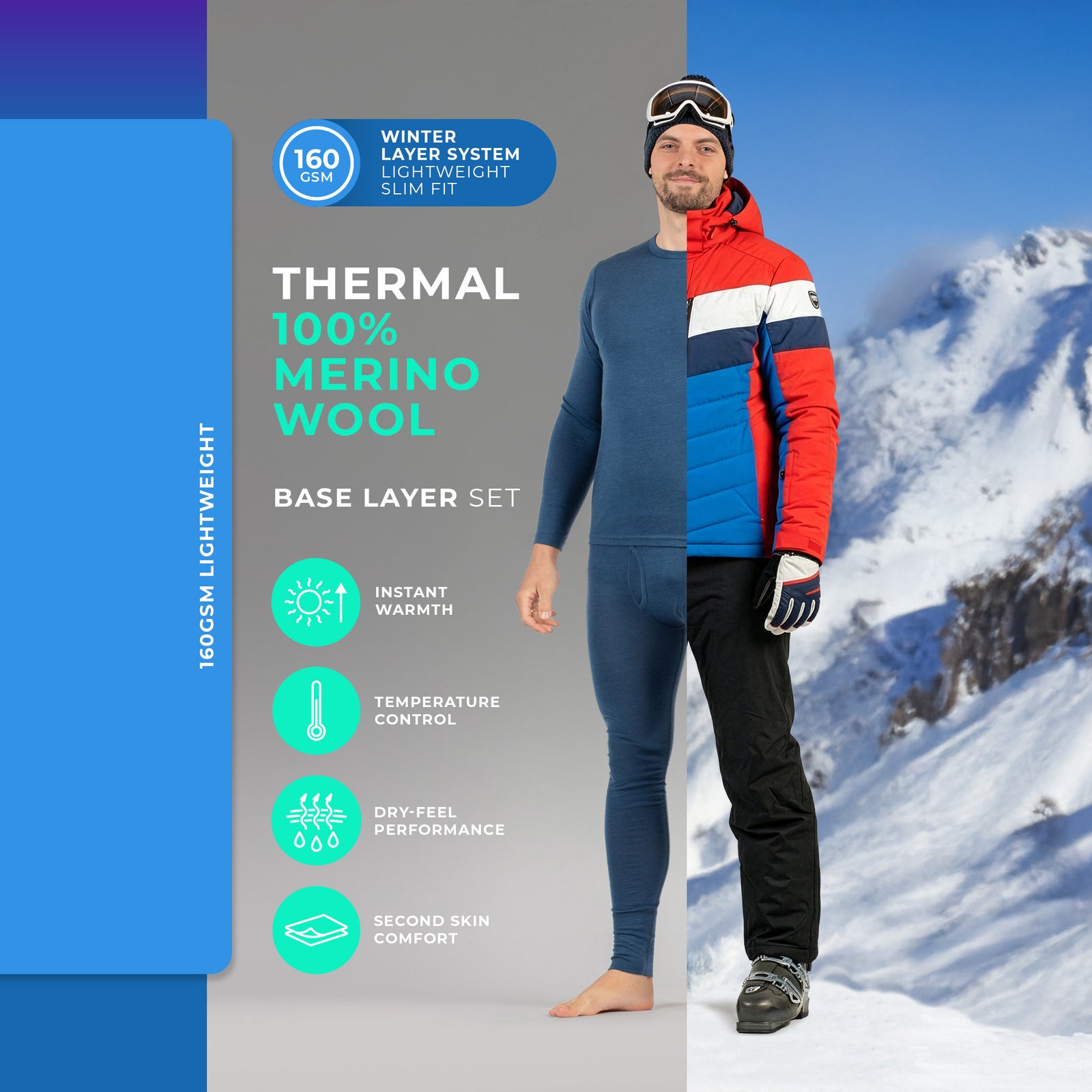 Men's 160 Long Sleeve & Bottom 2-Piece Denim