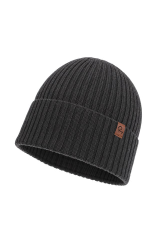 Bonnet homme 100 % mérinos avec revers - Taille unique / Anthracite