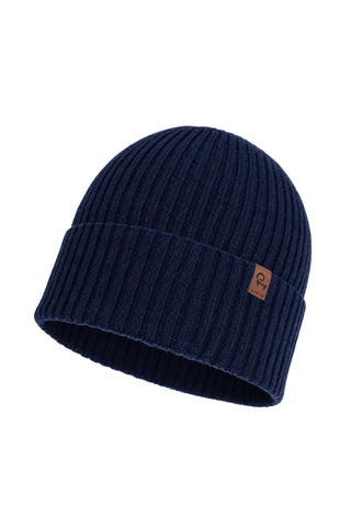 Women's 100% Merino Rib Knit Beanie Hat - One Size / Navy Blue