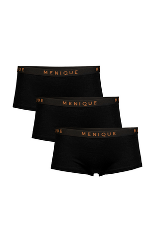 Women's Merino Boxer Shorts Black 3-Pack - XS / Black