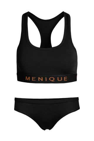 Soutien-gorge de sport et culotte bikini pour femme, ensemble 2 pièces - S / Noir