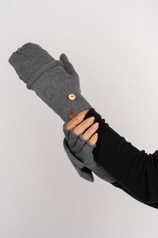 Extra Fine Merino Convertible Gloves - One Size / Dark Gray