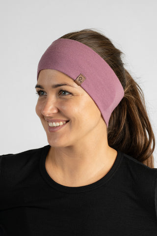 Bandeau 100 % laine mérinos 250 pour femme - Taille unique / Mauve Rose