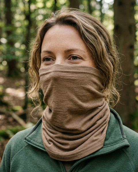 Women’s merino wool neck gaiter breathable soft face covering temperature regulating outdoor scarf