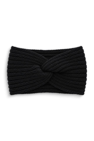 Women's Warm & Soft Ribbed Merino Knit Headband - One Size / Black