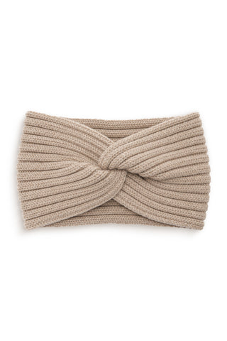 Women's Warm & Soft Ribbed Merino Knit Headband - One Size / Sand Beige