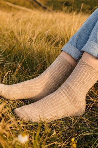 Women’s Merino Rib Socks - One Size / Beige