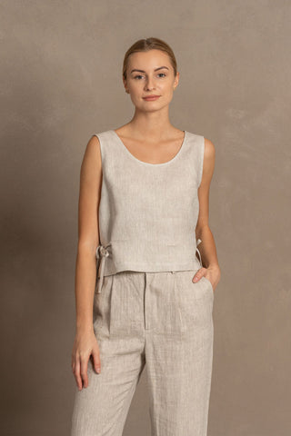 Crop top avec rubans latéraux Audrey - XXS / Naturel