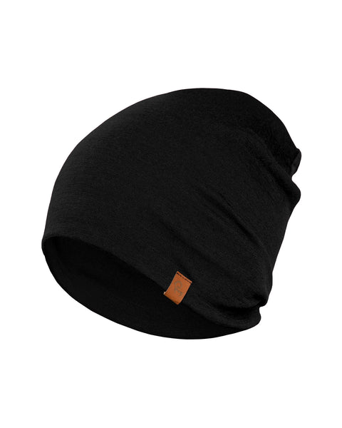 The Menique Men&#39;s Merino Beanie in Black color.