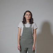 Linen Pinafore Jumpsuit Nicci Stone Green