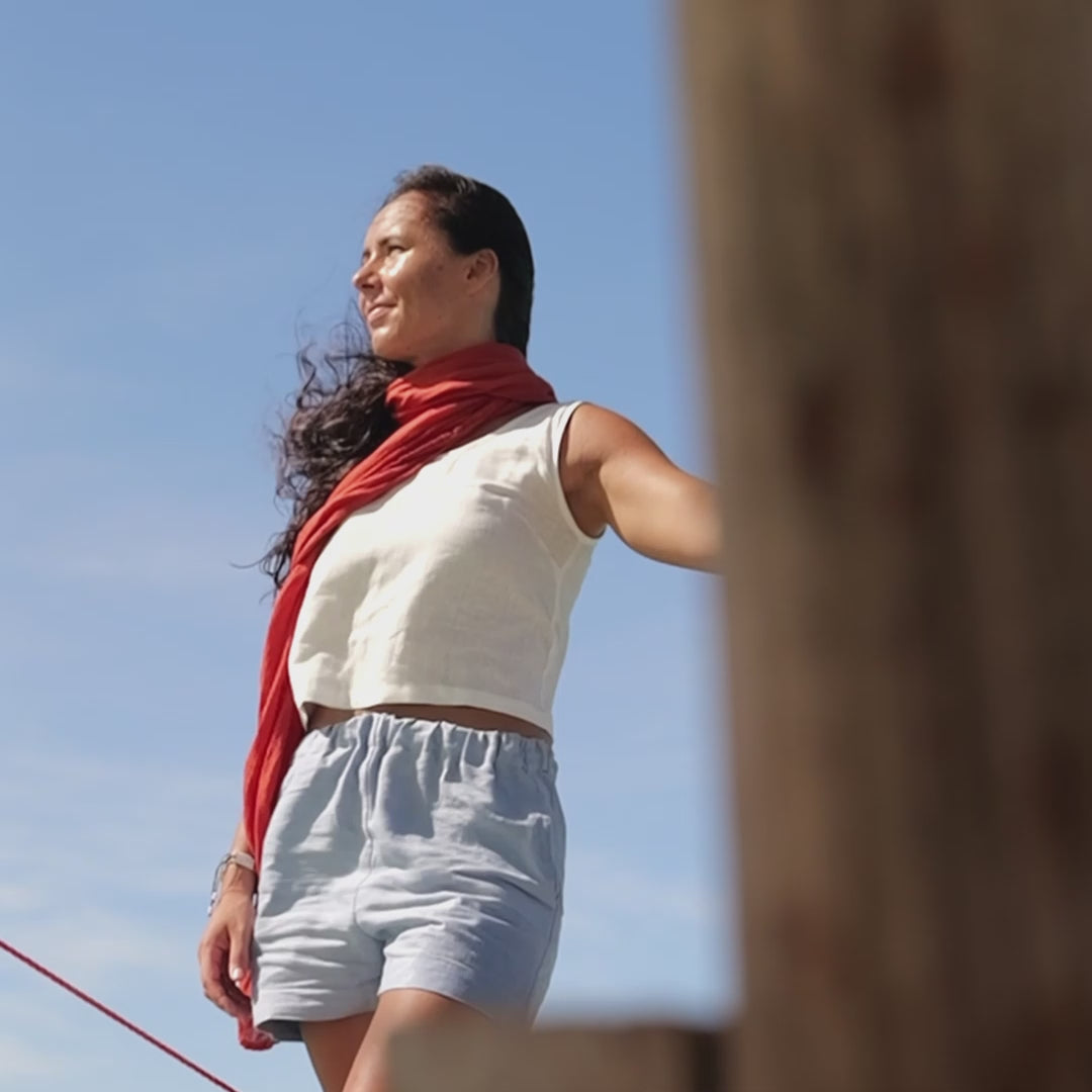 Linen Crop Top Ana Stone Green