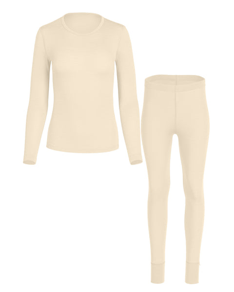 Women&#39;s 160 Long Sleeve &amp; Bottoms 2-Piece Natural