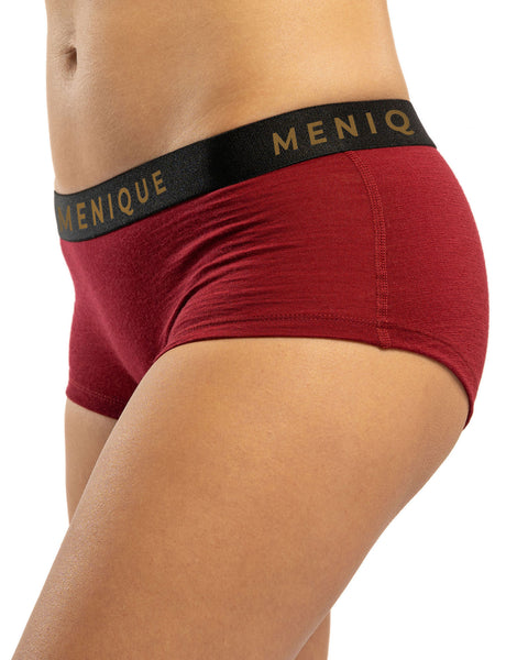 Merino wool boxers in red for women with logo waistband