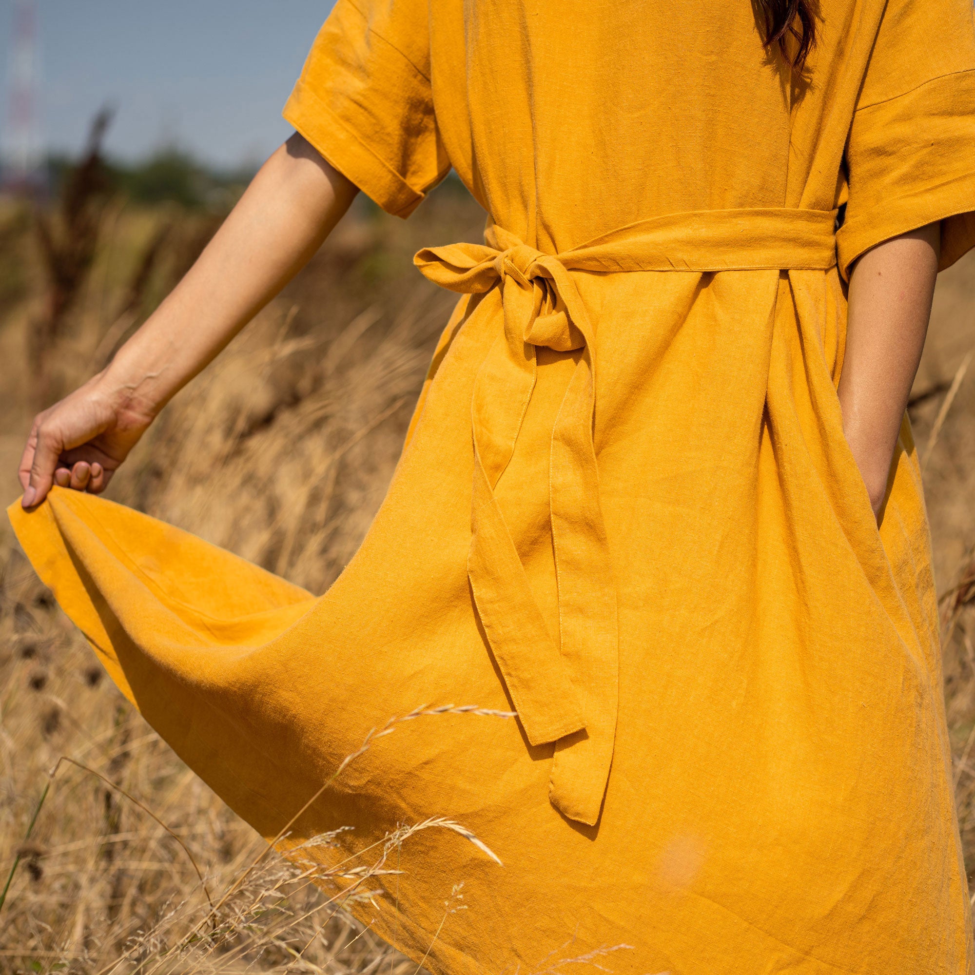 Linen Oversize Dress Olivia Spicy Yellow