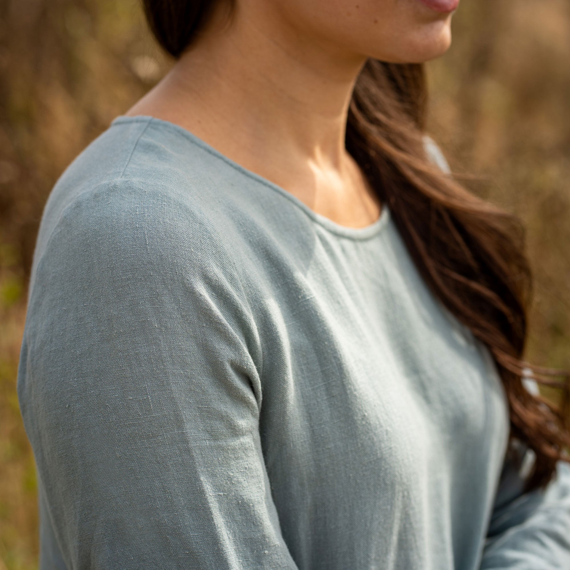 Linen Smock Dress Lucy Mint Green