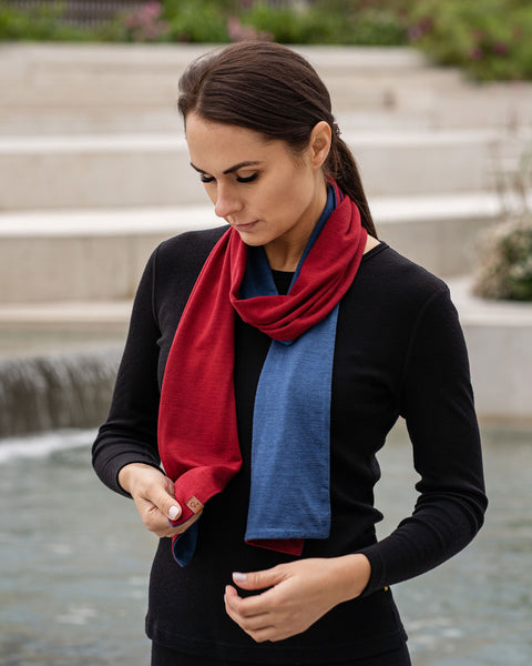 Women&#39;s Merino Scarf Denim/Royal Cherry